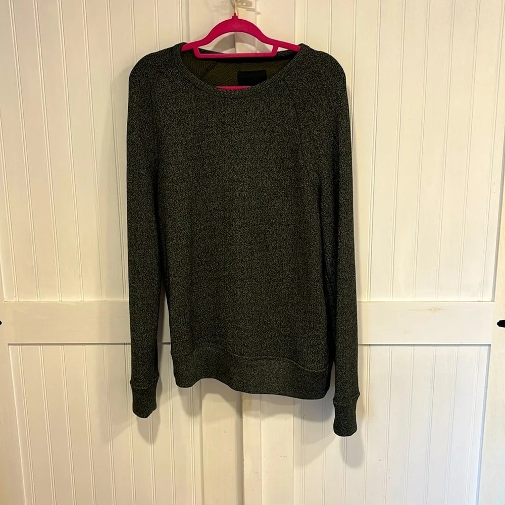 Banana Republic, dark gray/black W/ Terry Green inside men’s sweater size M